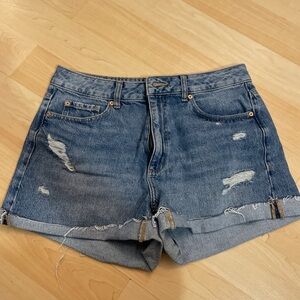 Garage Women's Distressed Denim Jean Shorts - Blue